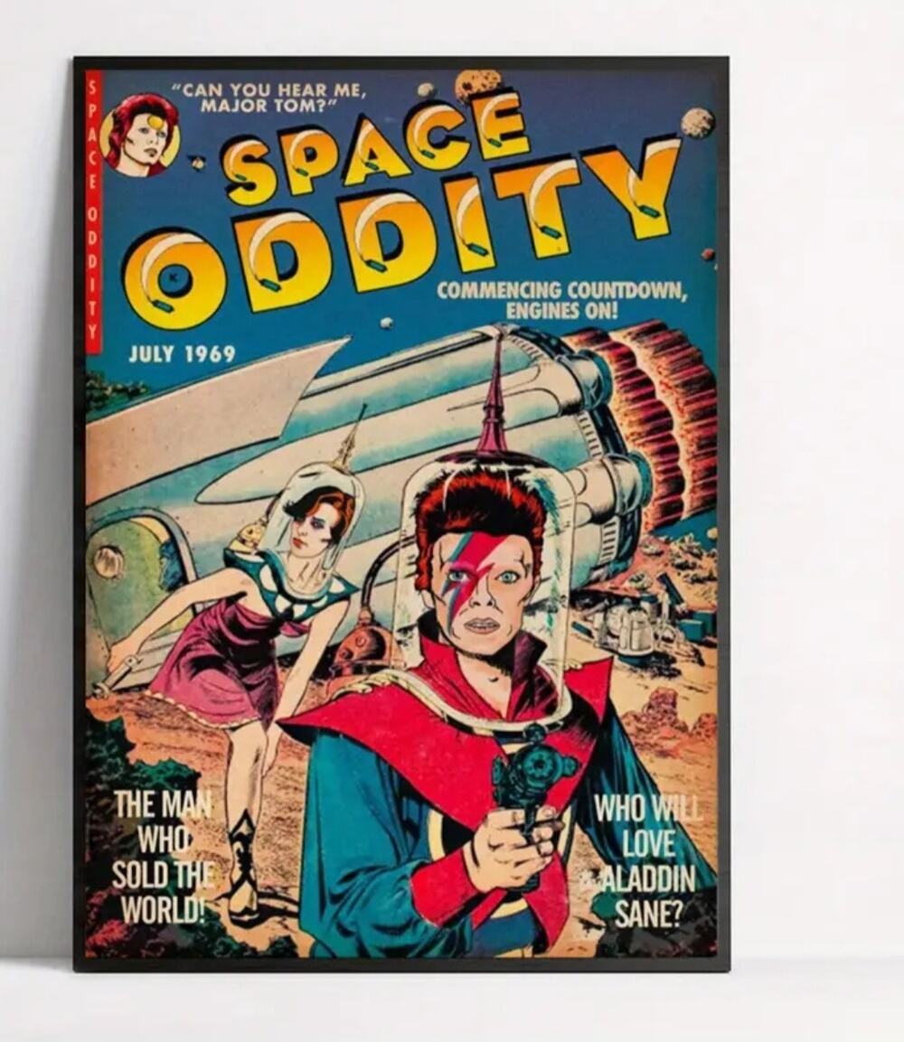Space Oddity Canvas Art Print 12"×16" David Bowie Ziggy Stardust Glam Rock Gift